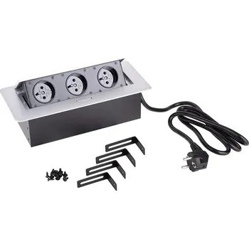 Elektrická zásuvka StrongPower Elektrická zásuvka 3x 230V, Francouzská, stříbrná (StrongPower Elektrická zásuvka 3x 230V, Francouzská, stříbrná)