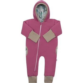 Kojenecká kombinéza NEW BABY Zateplený podzimní overal s kapucí New Baby Spring purple-pink Vel. 62 (3-6 m)