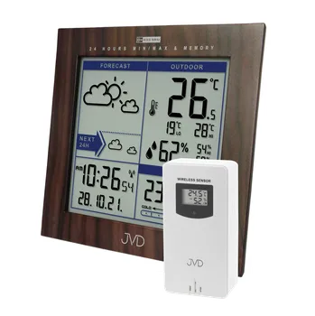 Budík JVD Rádiem řízená meteorologická stanice v imitaci dřeva JVD RB9233.2