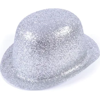 Karnevalový kostým bristolPárty klobouk - Buřinka stříbrná flitrovaná
