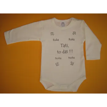 Kojenecké oblečení Arex, ČR Body dlouhý rukáv Tati to dáš Barva: smetanová, Velikost: 80