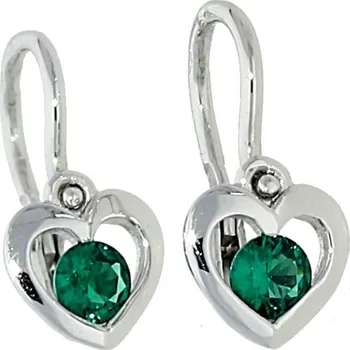 Náušnice Goldstore Dětské náušnice bílé zlato zelené Váha: 0.84 g