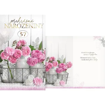 Blahopřání otočné - růžové růže W