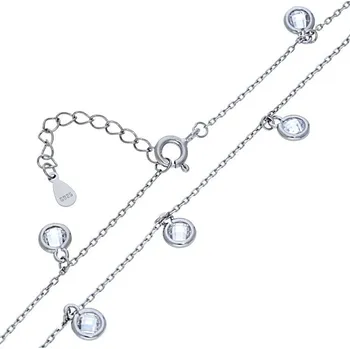 Náramek Goldstore Stříbrný náramek na nohu se zirkony Délka: 24-27 cm