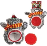 GiGwi vánoční méďa s ježatým míčkem 24 cm