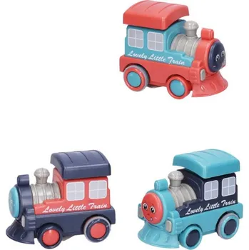 Vláček a vláčkodráha Mašinka barevná natahovací 12cm plastová lokomotiva 3 barvy