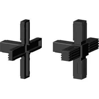 Příslušenství pro plot Spojka jeklu čtvercová, "Kříž+1", s ocelovou výztuží, 20x1.5mm, černá