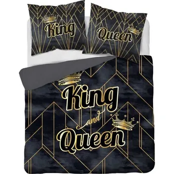 Povlečení Detexpol King and Queen Gold 220 x 200, 2x 70 x 80 cm zipový uzávěr
