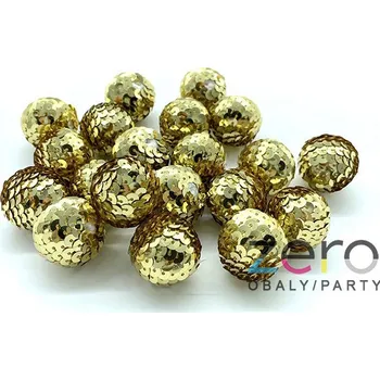 Koule pr. 3-4 cm (20 ks) - zlatá s flitry