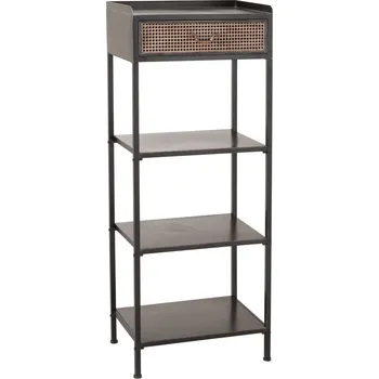 regál Černý kovový policový regál se šuplíkem Valio Black - 54*38*140cm