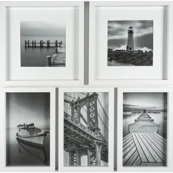 Fotorámeček Set 5 rámů 15 x 24/14 x 14 cm bílé