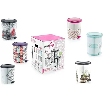 Odpadkový koš Koš odpadkový pedál 6/11/20 l dekor plast 3 ks D044