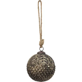 Vánoční dekorace Měděno-hnědá antik skleněná vánoční ozdoba - Ø 9*9 cm