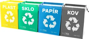 Odpadkový koš Sixtol Sort Easy 4 Metal 4x 36 l tašky na tříděný odpad žlutá/zelená/modrá/šedá