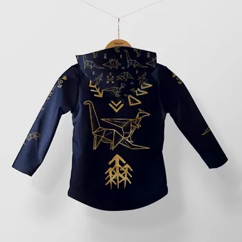 Panel se střihem na softshell bundu geometrické dinosauři 116