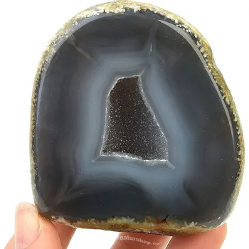 Přírodní kámen Achát geoda modrošedá s dutinou 258 g
