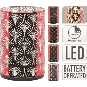 Vánoční svícen Svícen vánoční 10,5 cm LED svítící červený sklo