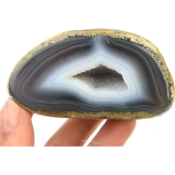 Přírodní kámen Achát geoda šedohnědá s dutinou 239 g
