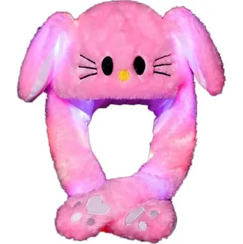 Čepice Funky Animal Plyšová LED čepice kočička růžová uni