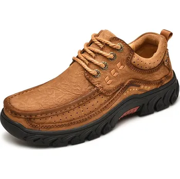 Pánské mokasíny Pánské kožené boty pravá kůže šněrovací a nazouvací Velikost: 39, Barva (Varianta): Šněrování Hnědá