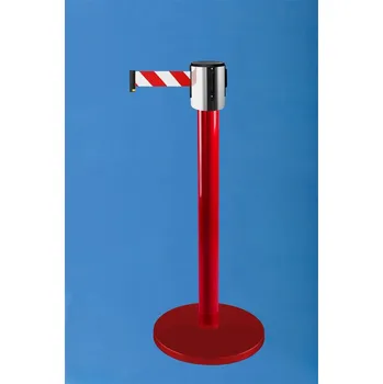 Plotový sloupek Zahrazovací průmyslový sloupek s pásem 9 m červený s výstražnou páskou Název: kovová lakovaná základna