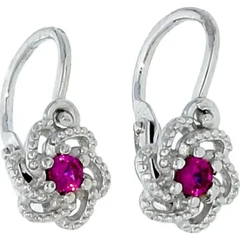 Náušnice Goldstore Stříbrné dětské náušnice červený zirkon Váha: 1.00 g