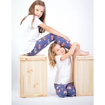 Dívčí legíny Legíny dětské zateplené z biobavlny zvířátka Velikost: 98/104