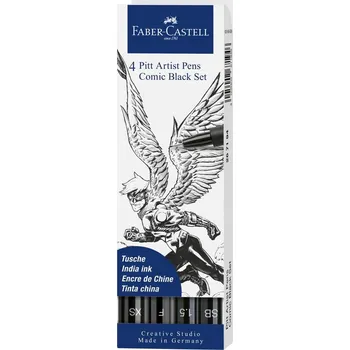 Faber-Castell Umělecký popisovač Pitt Artist Pen Comic Black sada 4 ks (XS F 1,5 SB) - černé