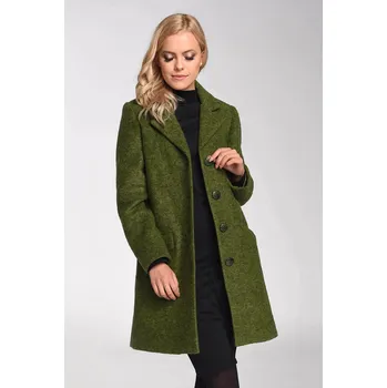 Dámský kabát Glara Dámský rovný vlněný kabát zelená XL