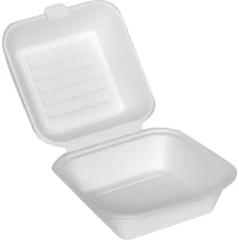 Jednorázové nádobí SAPLER Box na hamburger z cukrové třtiny 155x150x75mm 50ks