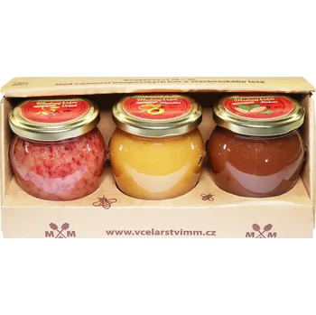 Včelařství M+M medové krémy - višeň, meruňka, kakao 3x250g