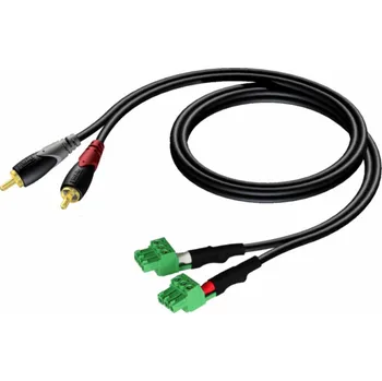 Audio kabel 2x RCA / Cinch kabel - 2x Elektrická kostka (3 řádky-3,81 mm) 1m