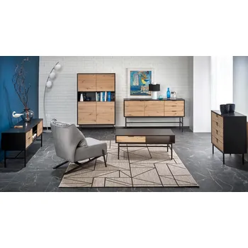 Obývací stěna HM MURANO Dub artisan/černý mat