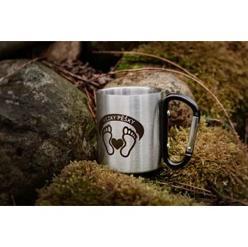 Hezkypěšky Nerezový hrnek s karabinou Hezky pěšky