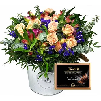 Květinový box mix s čokoládou Lindt