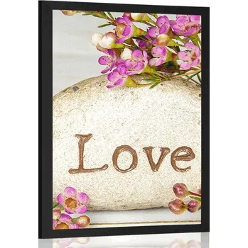 Plakát Dovido Plakát s nápisem na kameni Love