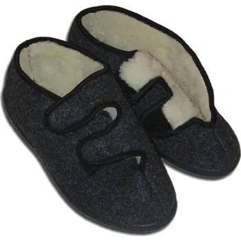 Pánská zimní obuv BabičkaOvečková.cz Zimní důchodky s ovčí vlnou merino nízké tmavě šedé, Velikost EU 38