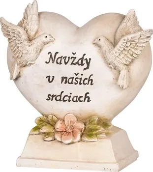 Smuteční dekorace MagicHome Keramické srdce s holubicemi 16 x 7 x 16,5 cm