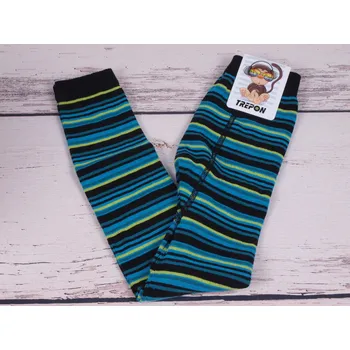 České legíny kamaše punčocháče bez ťapek TREPON Adélka černotyrkysové pruhované velikost oblečení - děti: 98/104