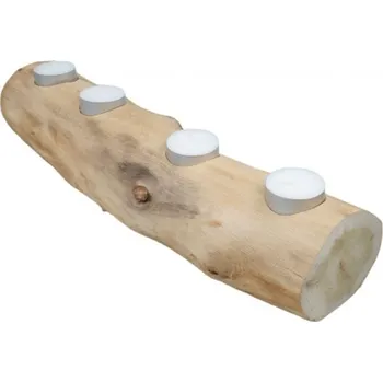 Dřevěný svícen podélný na čtyři čajové svíčky cca 30x10cm bez kůry