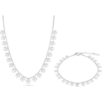 Souprava šperků biju Set z chirurgické oceli s pevnými přívěsky, řetízek + náramek - jemné stromy života 206