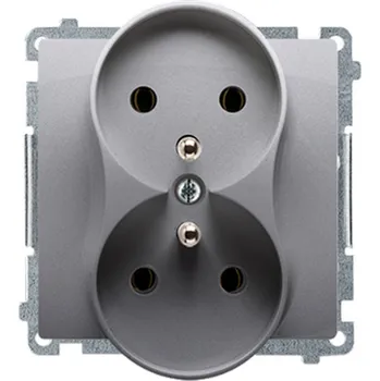 Elektrická zásuvka SIMON BMGZ2M.01/21 dvojitá kolíková zásuvka s uzemněním ocelová