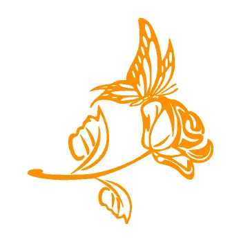 Samolepící dekorace SAMOLEPKA Květina dekor 030 pravá růže s motýlkem (06 - oranžová) NA AUTO, NÁLEPKA, FÓLIE, POLEP, TUNING, VLASTNÍ TEXT, TISK, AUTOSAMOLEPKY.cz, POLEPY, OBRÁZEK, LOGO, SAMOLEPKY