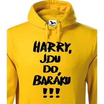 Pánská mikina Pánská mikina Harry, jdu do baráku!!!, Barva Žlutá, Velikost M, Canvas Pánská mikina Bezvatriko.cz 0293