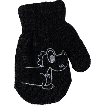 Rukavice BeSnazzy pletené dětské rukavičky zateplené s obrázkem - chlapecké - černé, velikost: 10cm