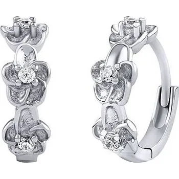Šperk Stříbrné náušnice kruhy s kytičkami Camellia s Brilliance Zirconia DCC20000EW