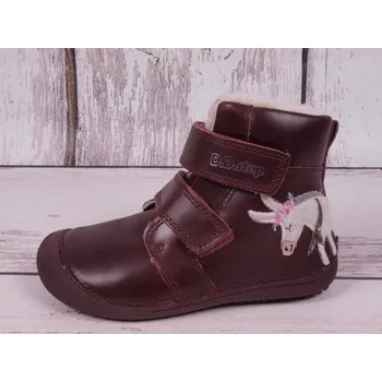 Dívčí zimní obuv D.D.step Zimní boty D.D. step W063-511 bordó vínové kožené velikost: 25