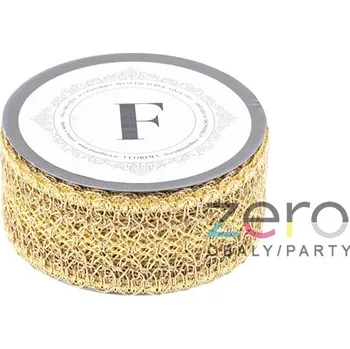 Stuha Stuha tkaná mřížkovaná 5 cm x 10 y - krémovo-zlatá