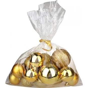 Vánoční dekorace Baňky plast zlaté mix povrchů a velikostí 20ks