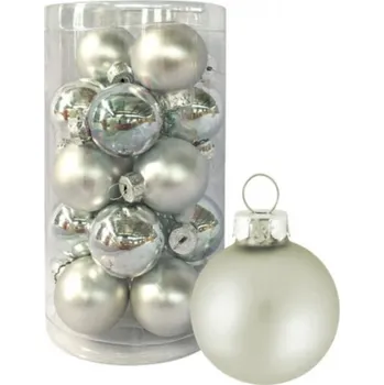 Sada skleněných baněk stříbrných 3 cm, 20ks